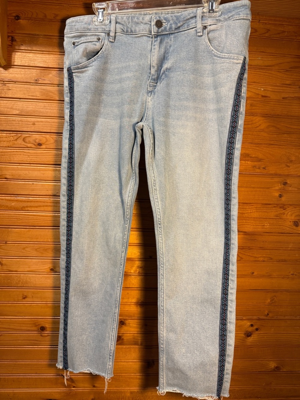 ASOS Light Blue Cropped Jeans with Dark Blue Side Tape